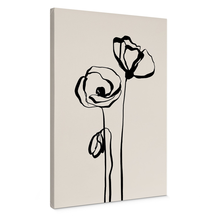Canvas schilderij Line Art Twee klaprozen - Cats & Dotz
