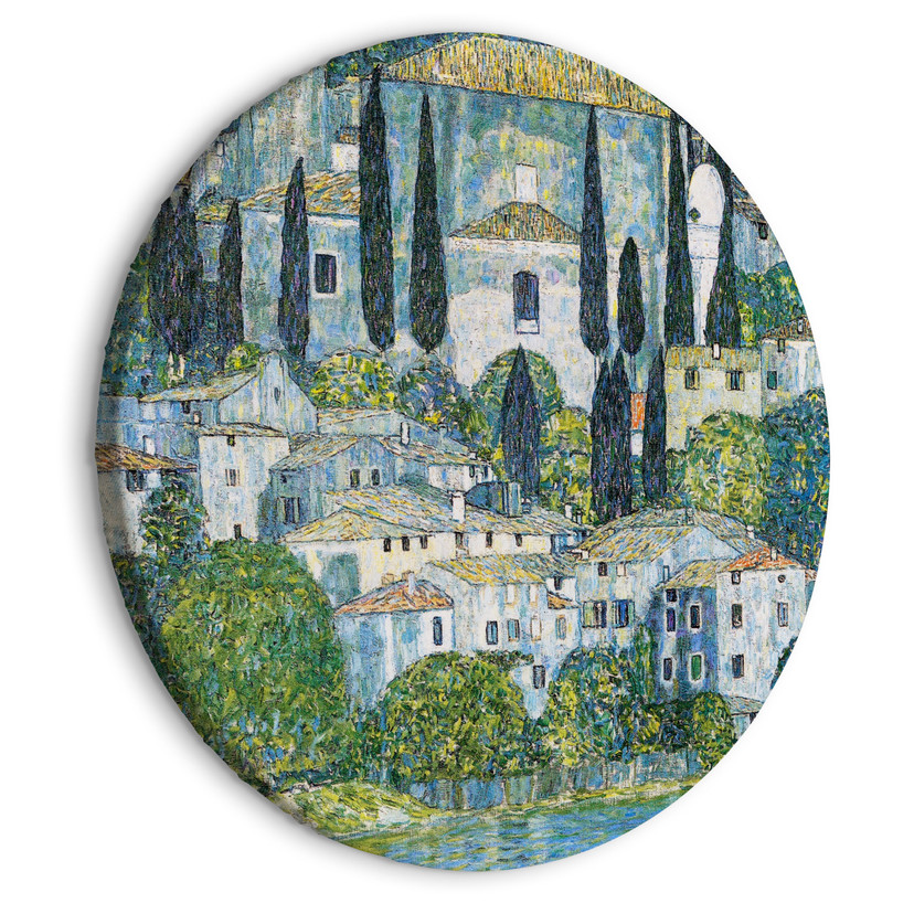 Rundes Leinwandbild Klimt - Kirche in Cassone am Gardasee