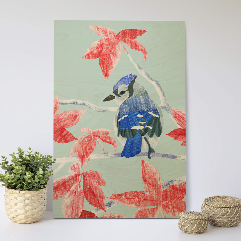 Plakat drewniany Goed Blauw - Zimorodek