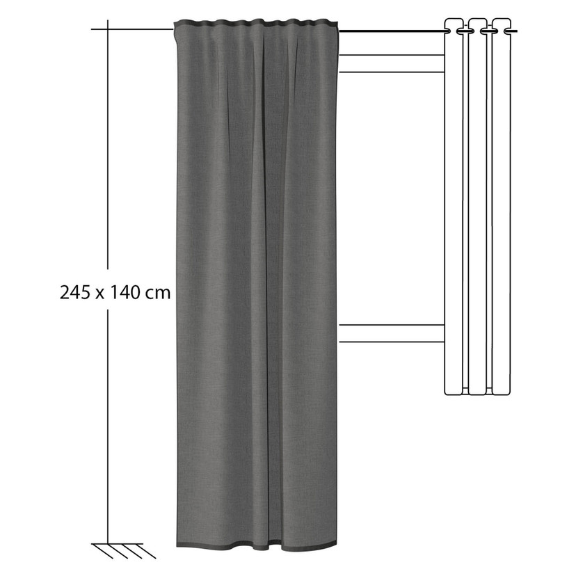 Homing Fertigschal mit verdeckten Schlaufen Oskar anthrazit -  2,45 x 1,4 m