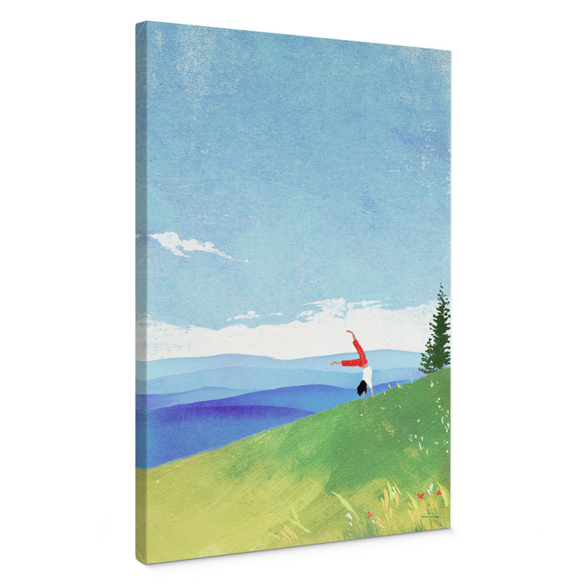 Tableau sur toile Prairie de montagne avec vue - Rivers