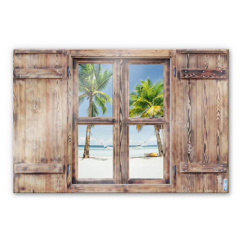 Glasschilderij Trompe L'oeil - Hangmat