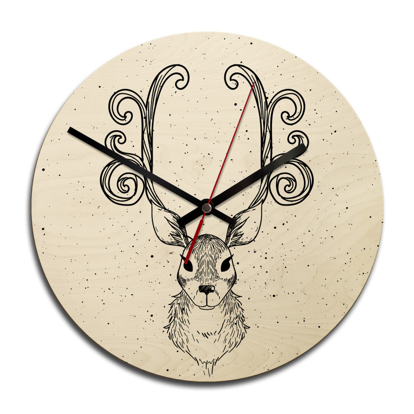 Horloge murale en bois - Cerf