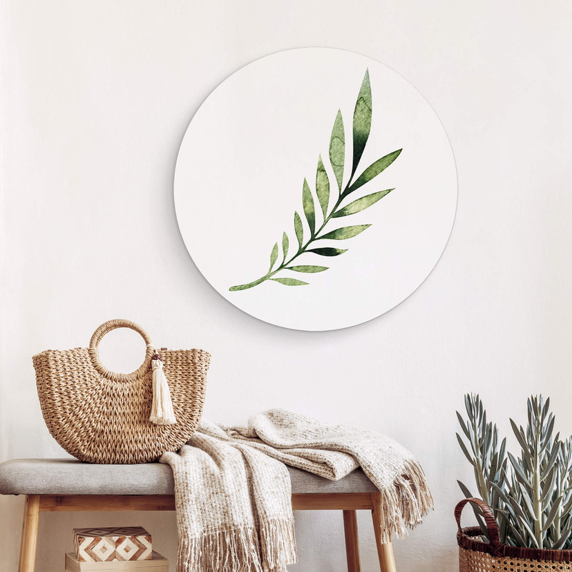 Tableau sur alu-Dibond rond Kvilis—feuille de palmier