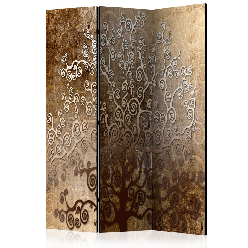Screen room divider - Klimts gyldne træ, 3-delt - 135x172 cm