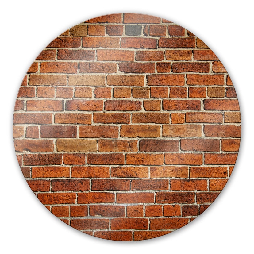 Tableau en verre - Mur en briques - rond