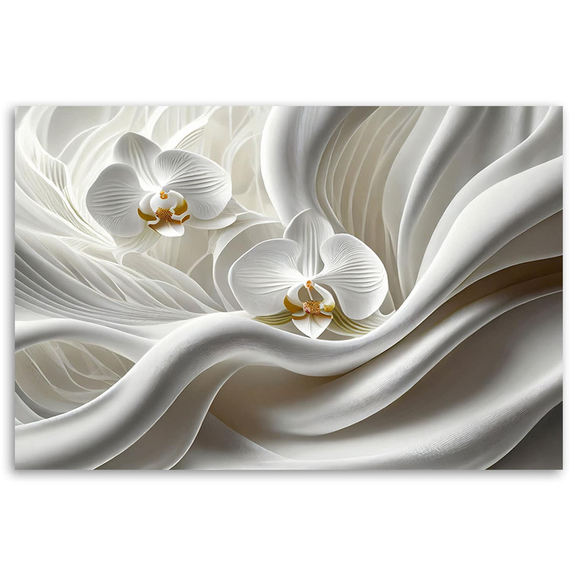 Leinwandbild Weiße Orchidee und Abstraktion 3D