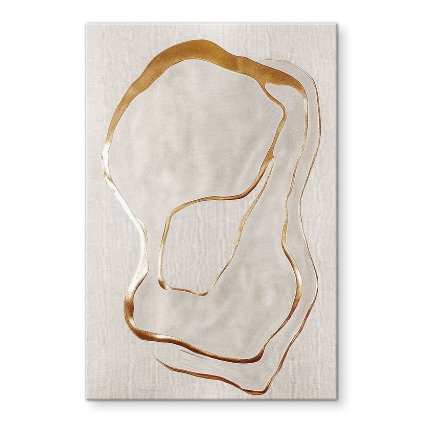 Akrylbillede Abstrakt linjekunst i guld og beige - Alma