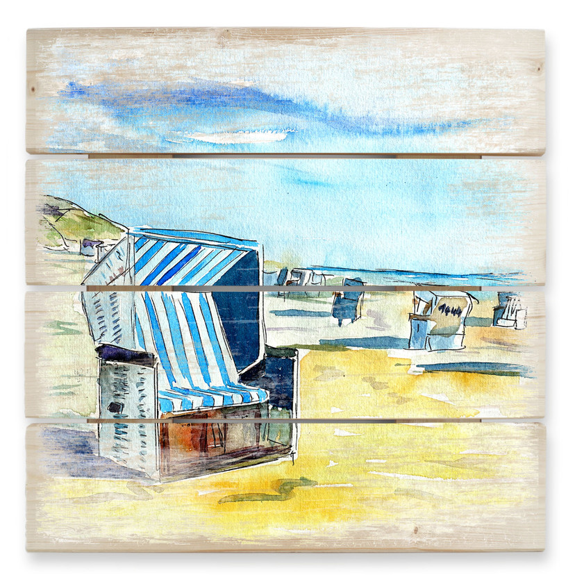 Cuadro de madera Bleichner - Playa de Sylt - 40x41,5 cm