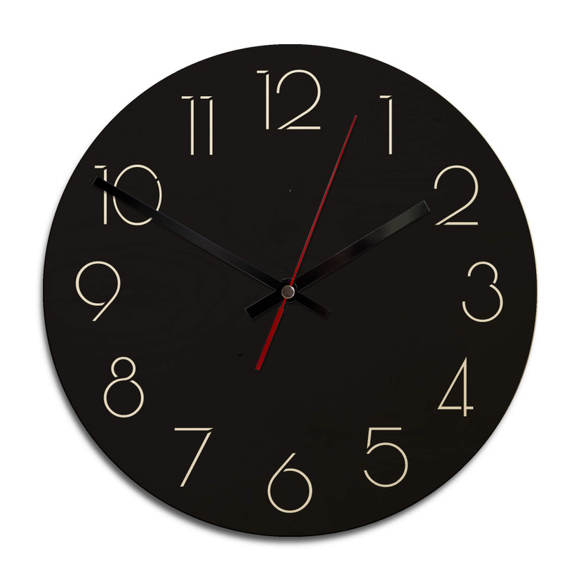 Horloge murale en bois - Moderne noire avec chiffres