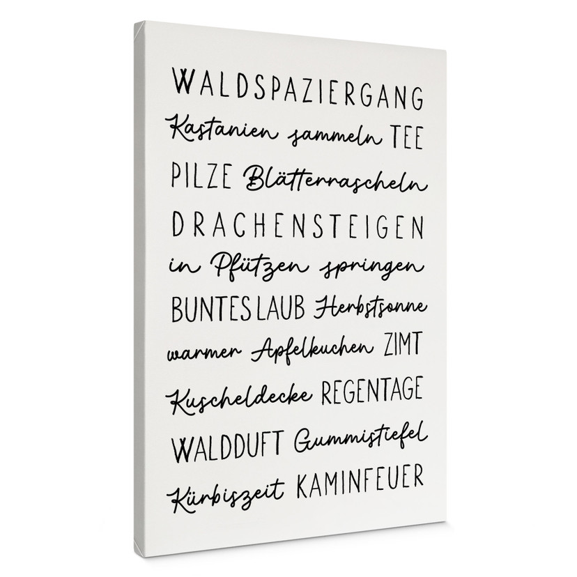 Leinwandbild Herbstliche Worte - Typografie