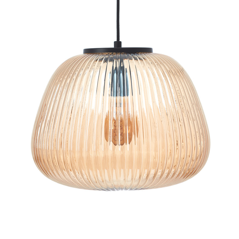 Pendelleuchte Junis, braun, 184 x 35 cm, Glas Pendelleuchte