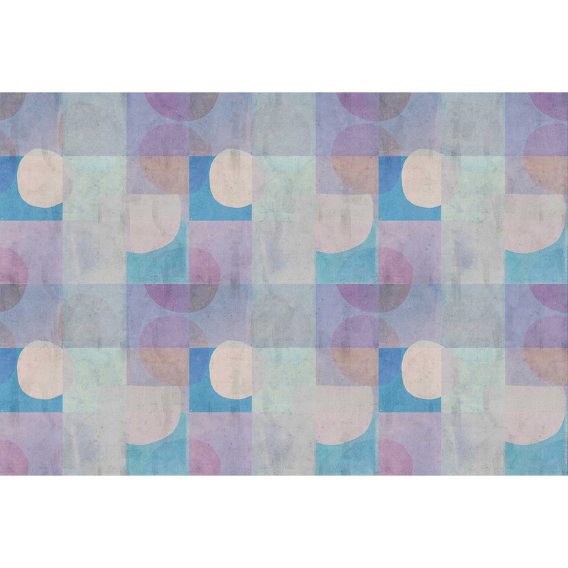 Papier peint à motifs géométriques dans des tons pastel froids - papier peint intissé avec cercles