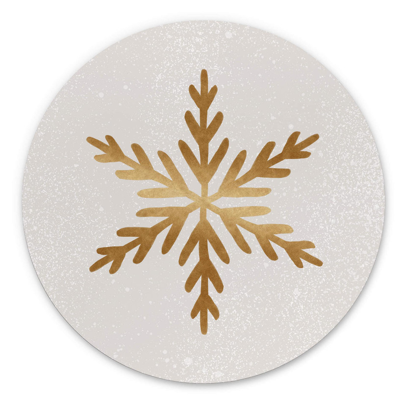 Vægcirkel Orara Studio - Golden Snowflakes – print på aluminium (Alu-Dibond)