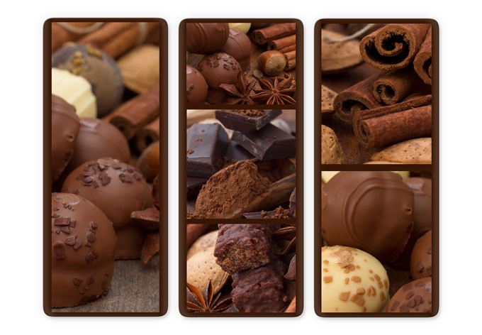 Tableau en verre - Délice de chocolat 03 (3 parties)