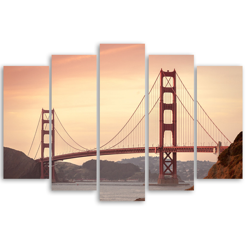 5 stykke lærredstryk, San Francisco Golden Gate Bridge