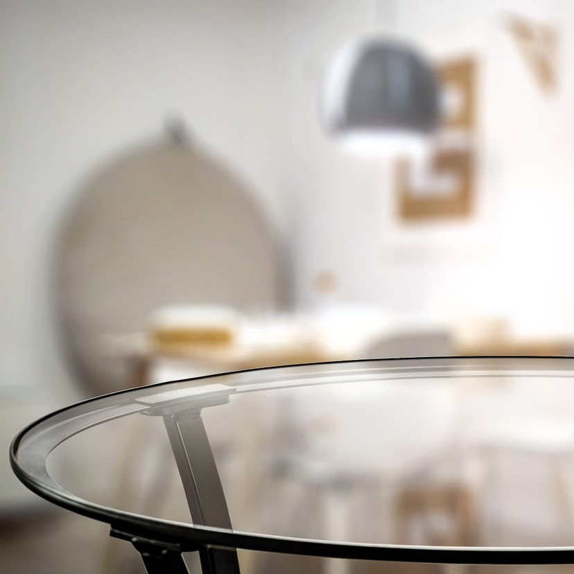 Plateau de table en verre - Transparent - Rond