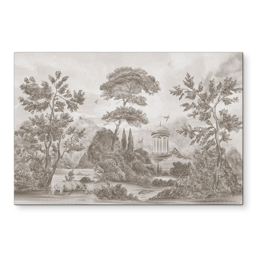 Wanddecoratie met tuinlandschap in beige - Ms Tiff - Alu-Dibond
