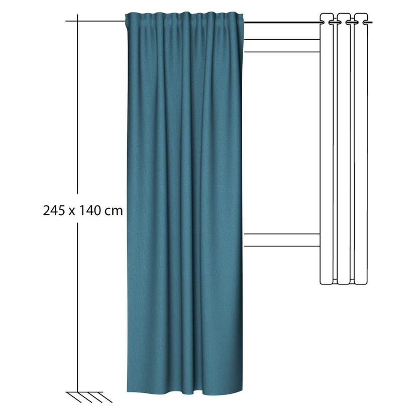 Homing Fertigschal mit verdeckten Schlaufen Allen petrol -  2,45 x 1,4 m