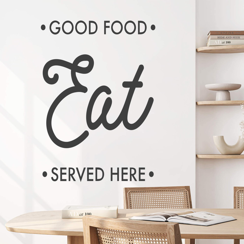 Muursticker Good food, eat, served here