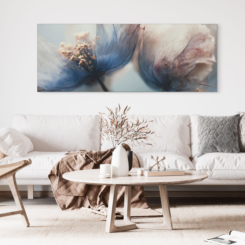Fototapet Filigran tørrede blomster i lyset - Treechild panorama – print på aluminium