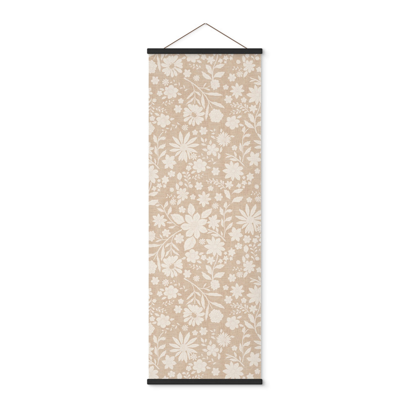 Stoffbild Vintage Blumen in Leinenoptik - Bloomery Decor - Panorama