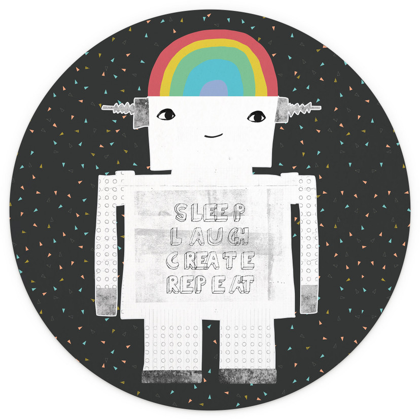 Fototapeta Rainbow Robot Sleep Laugh Create - Treechild - Okrągła - Samoprzylepna / nietkana