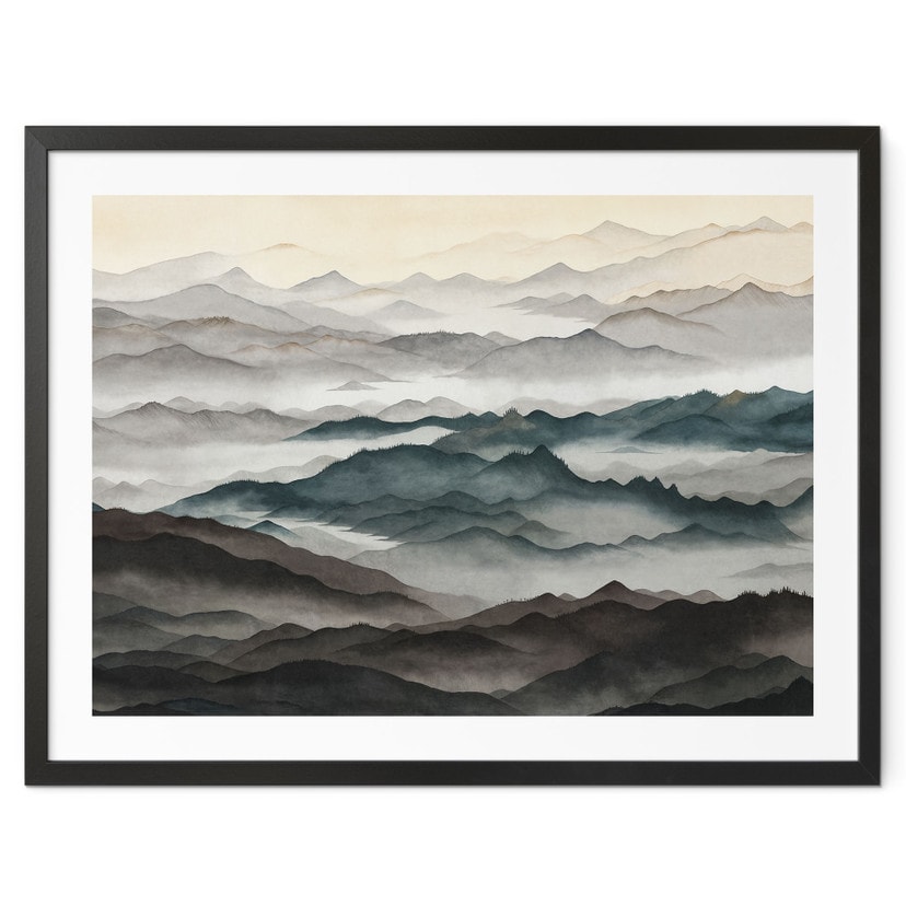 Poster Roerich Light - Paysage Montagneux Brumeux - Sir Edward x Grigory Gladarev