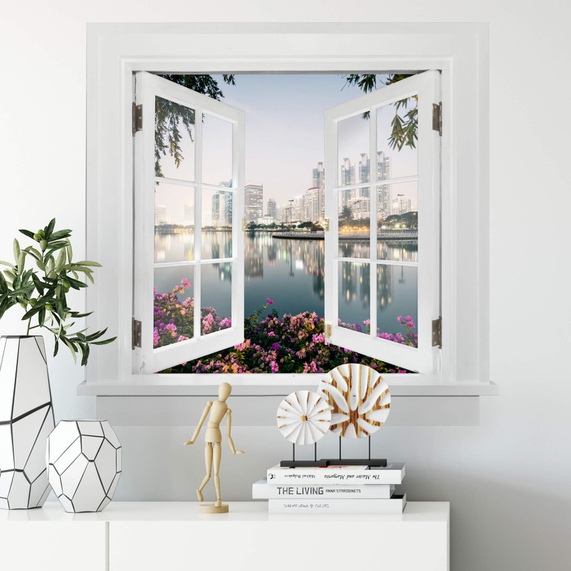 3D Wallsticker vinduesplads - Colombo - Bangkok og dens lys