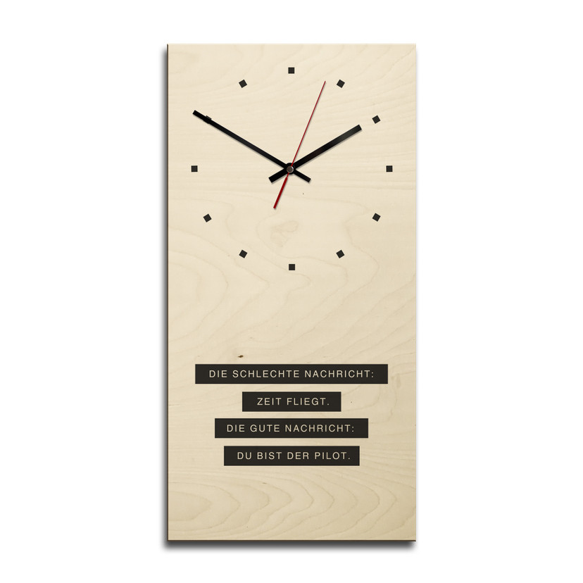 Horloge murale en bois - Du bist der Pilot