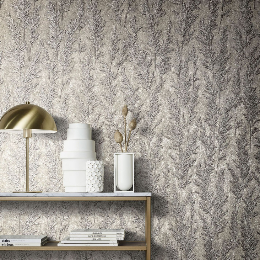 blomst og fleece Naturlig Opulence tapet i rød, brun