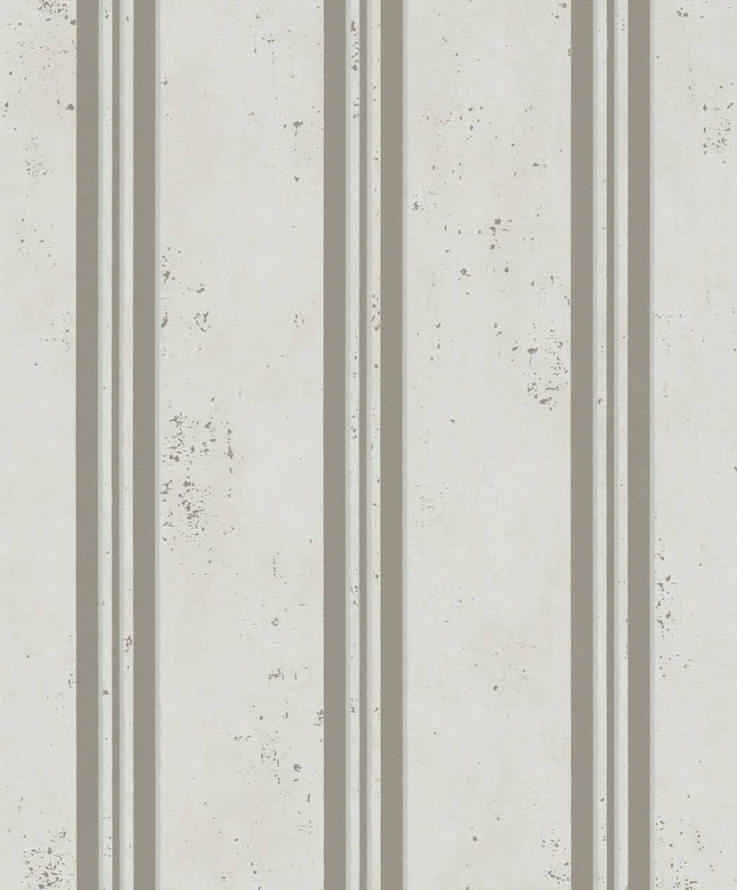 Non-woven tapet med striber med metallic-effekt og beige striber