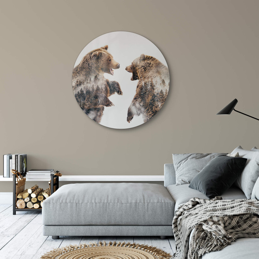 Tableau sur verre Angyalosi - Conflit sauvage - Rond