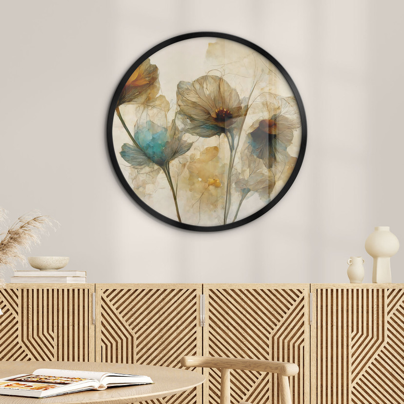 Plakat Suszone kwiaty maku w stylu vintage - Treechild - okrągły