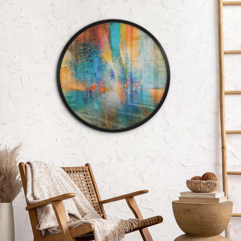 Poster Urbanes Licht in Blau und Orange - Schmucker - Rund