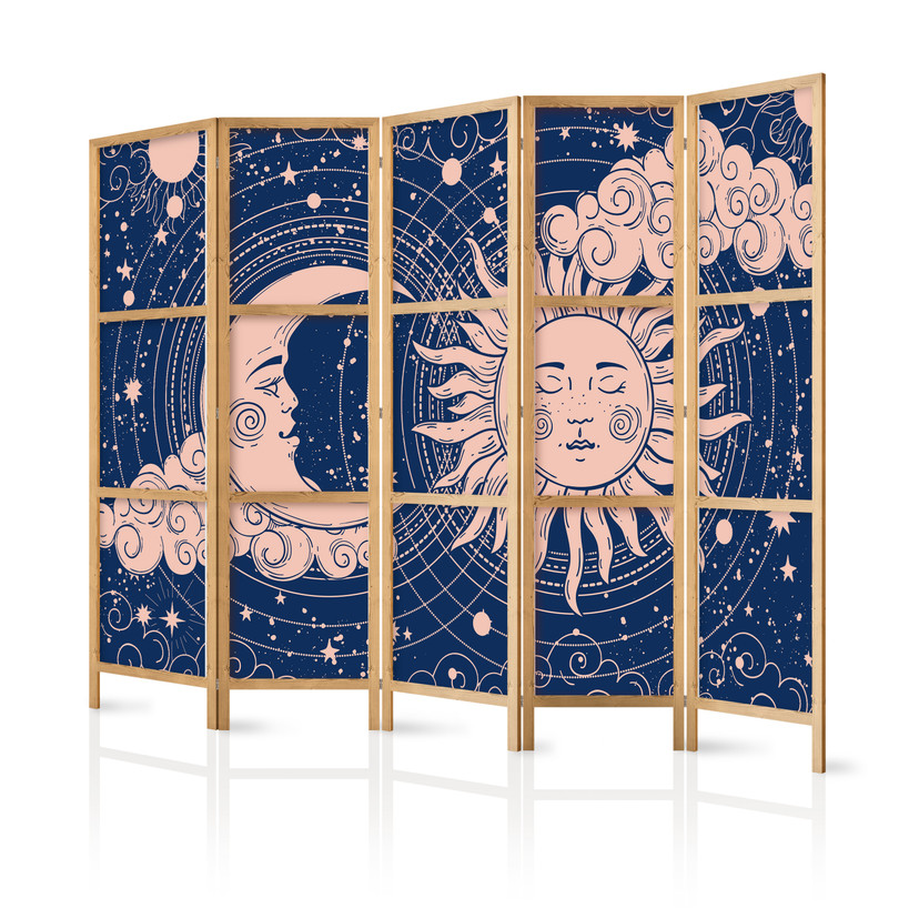 Japanischer Paravent, Raumteiler freistehend, Trennwand - Cosmic Harmony