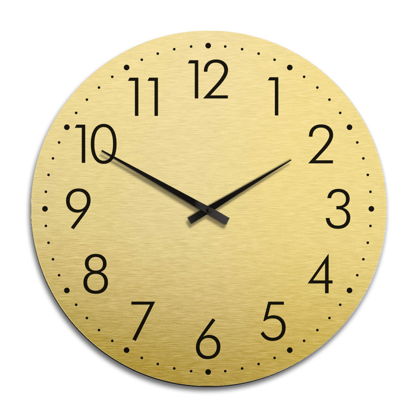 Horloge murale XXL en Alu-Dibond - Dorée - Moderne avec minutes - Ø 70 cm