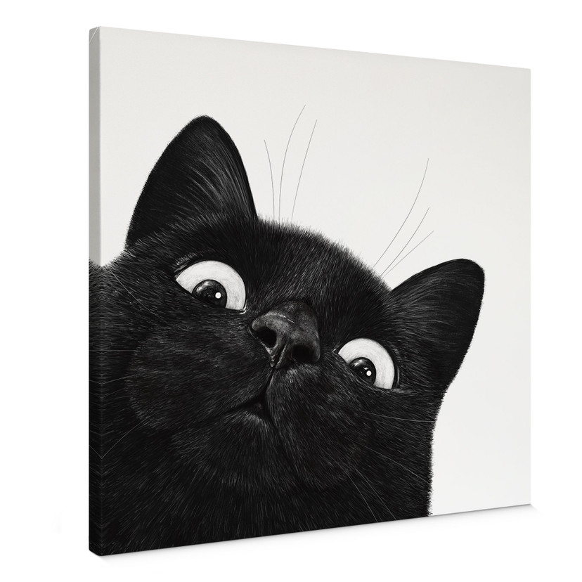 Leinwandbild Lustige schwarze Katze - Korenkova - Quadratisch