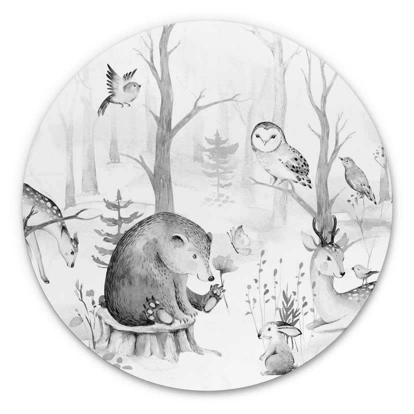 Tableau en alu-Dibond Kvilis - Amis des animaux en noir & blanc