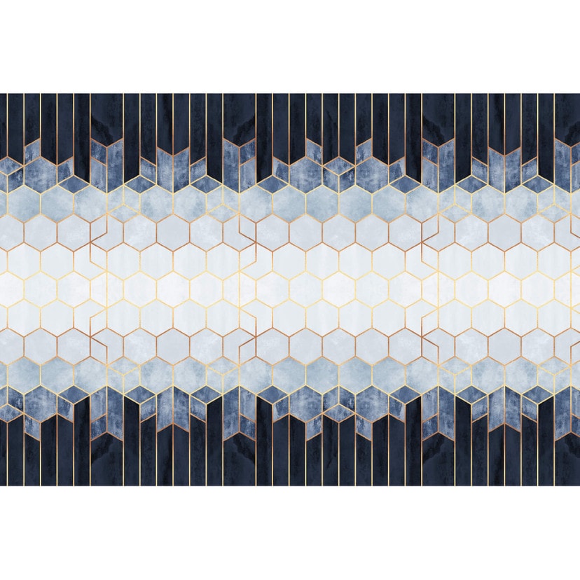 Fototapet - Frederiksson - Blue & White Hexagons