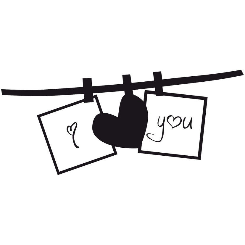 Wallsticker I love you tørresnor