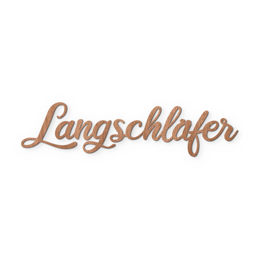 3D Schriftzug Langschläfer - Wanddeko fürs Schlafzimmer - Mahagoniholz