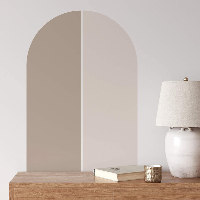 Wallsticker set of 2 half arches - taupe and beige
