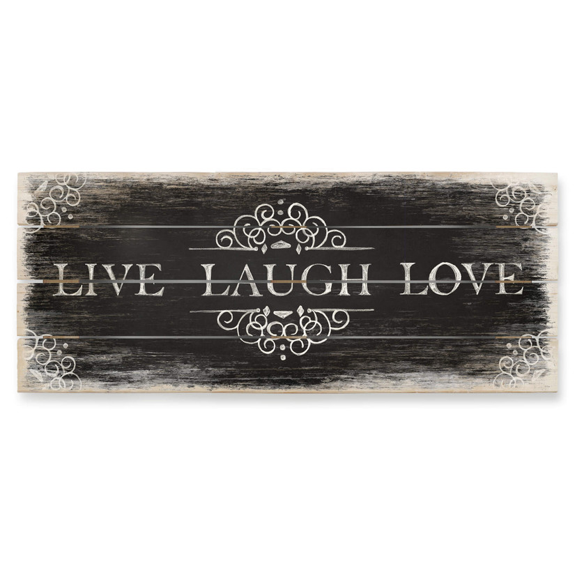 Obraz drewniany Live Laugh Love 02 - Panorama