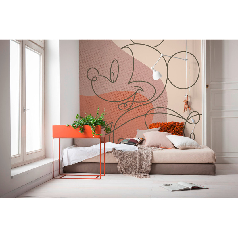 Non-woven tapet - Mickey stregtegning - 250 x 280 cm
