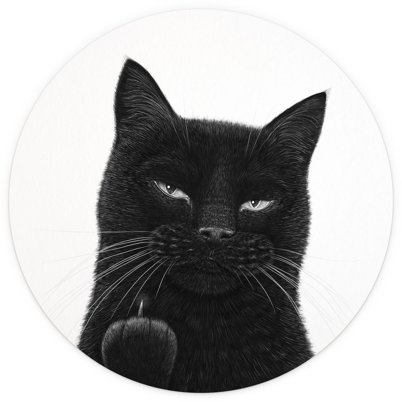 Papier peint photo Chat noir effronté - Korenkova - Rond