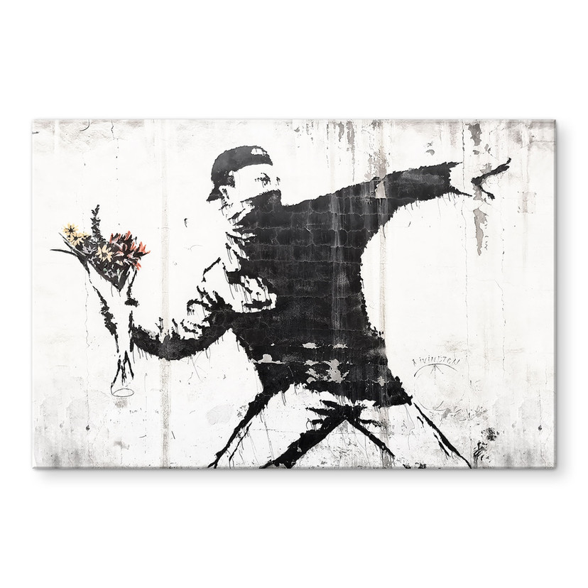Tableau sur verre acrylique Banksy - Le lanceur de fleurs