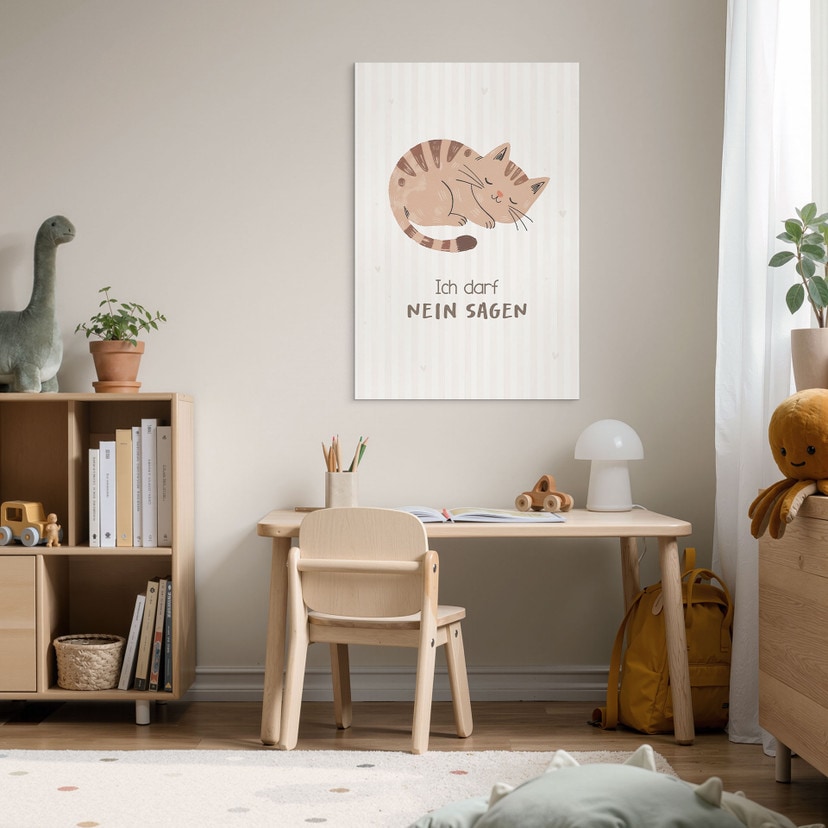 Alu-Dibond Wandbild mit Katze - Kraftsatz 'Ich darf nein sagen' für Kinder