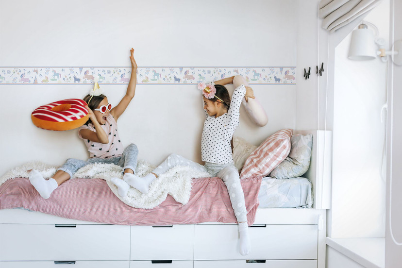 Tapet, non-woven Kids Walls hvid, flerfarvet