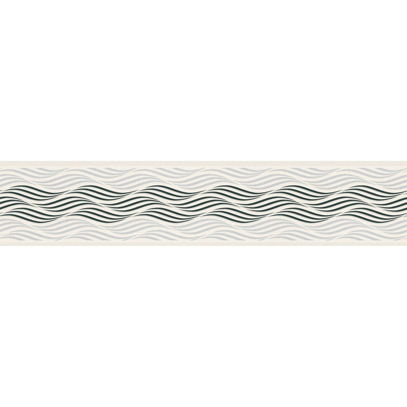 A.S. Création selbstklebende Bordüre Only Borders mit Wellen Muster metallic, schwarz, weiß